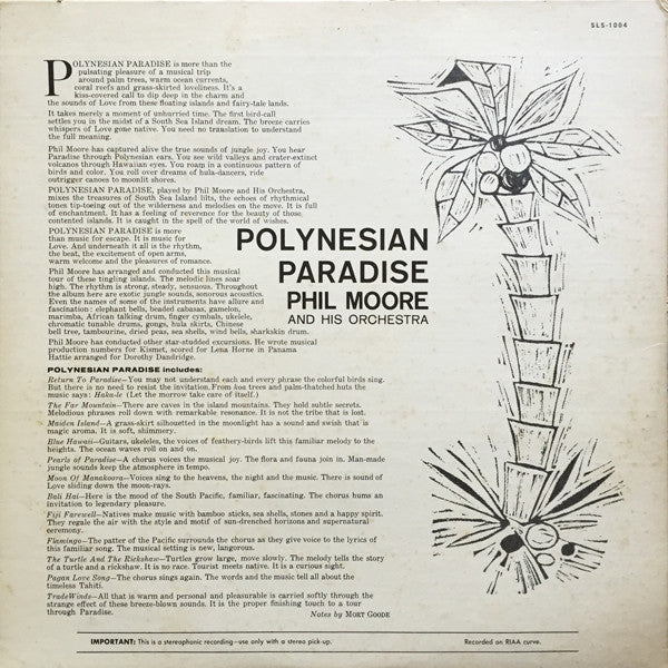 Phil Moore And His Orchestra : Polynesian Paradise (LP)
