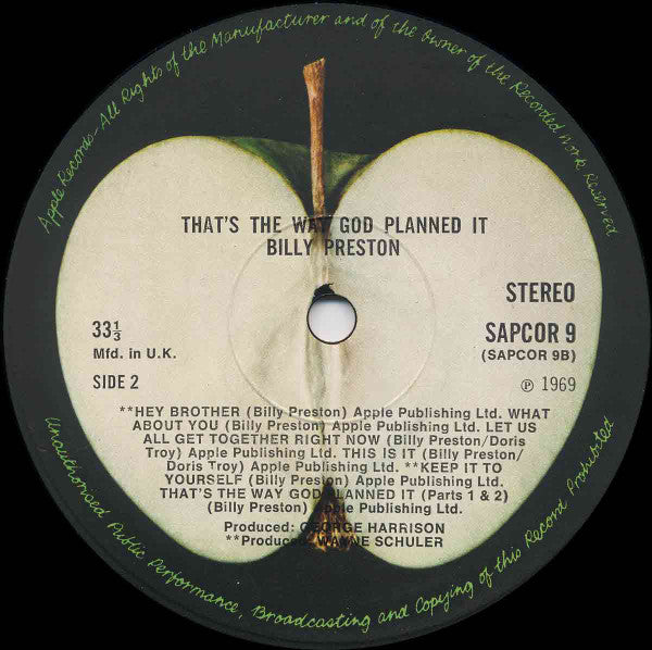 Billy Preston : That's The Way God Planned It (LP, Album)