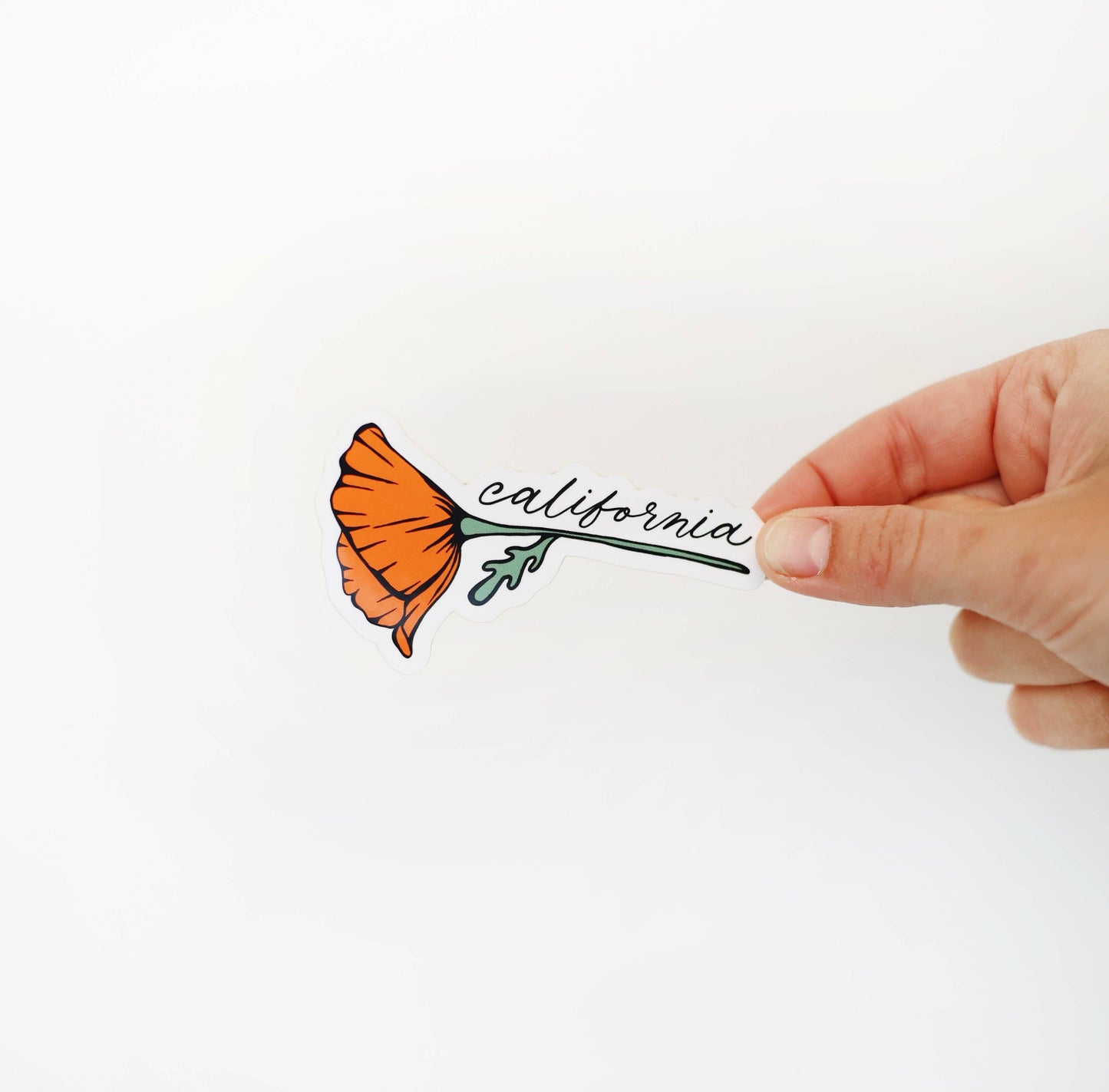 California Golden Blooming Poppy Vinyl Sticker: (Regular) 2x3