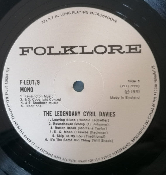 Cyril Davies : The Legendary Cyril Davies With Alexis Korner's Breakdown Group And The Roundhouse Four (LP, Album, Mono)