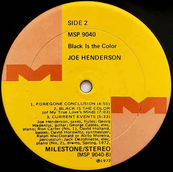 Joe Henderson : Black Is The Color (LP, Album)