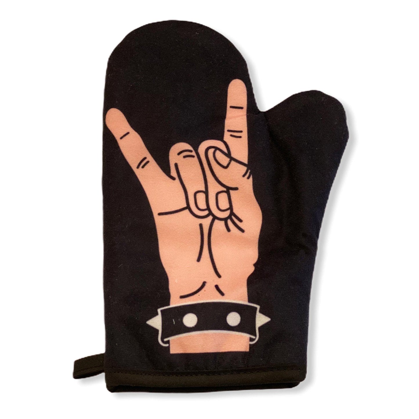 Rock Hand Oven Mitt Cool Music Gift Idea for Her Pot Holder: Black / Oven Mitt