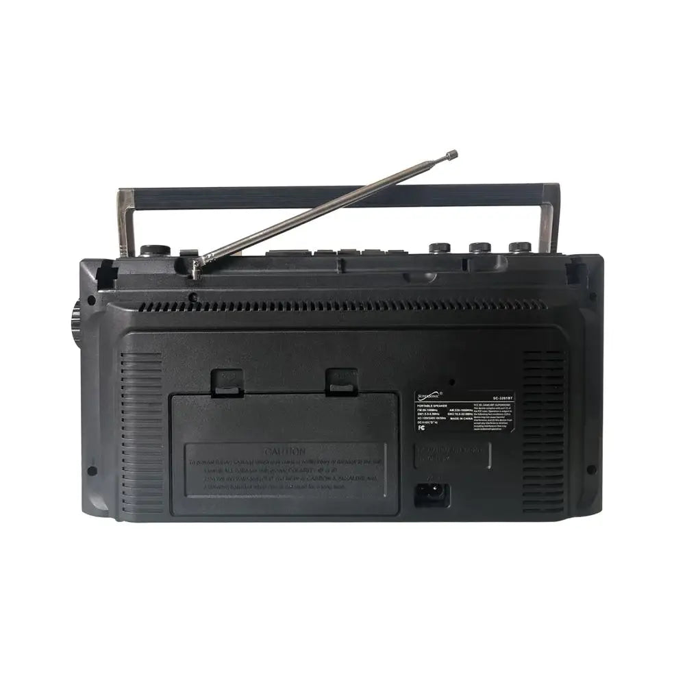 Supersonic 4 Band Bluetooth Radio & MP3 / Cassette Player: Black