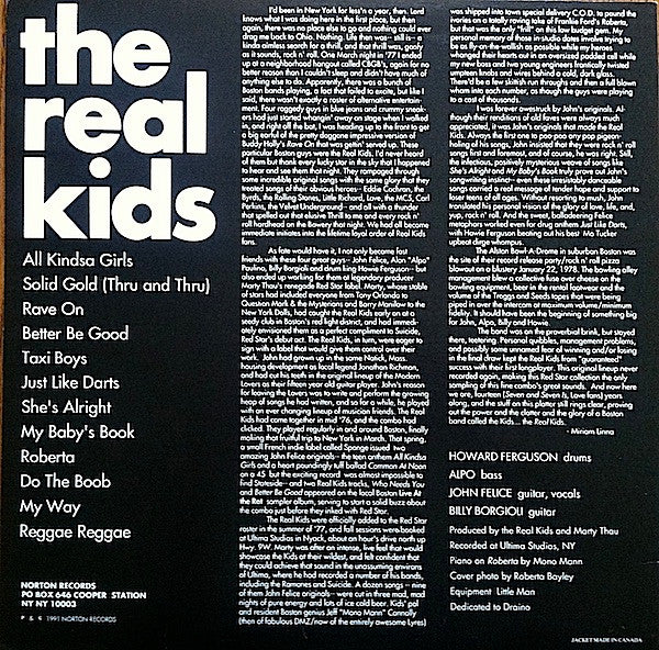 The Real Kids : The Real Kids (LP, Album, RE)