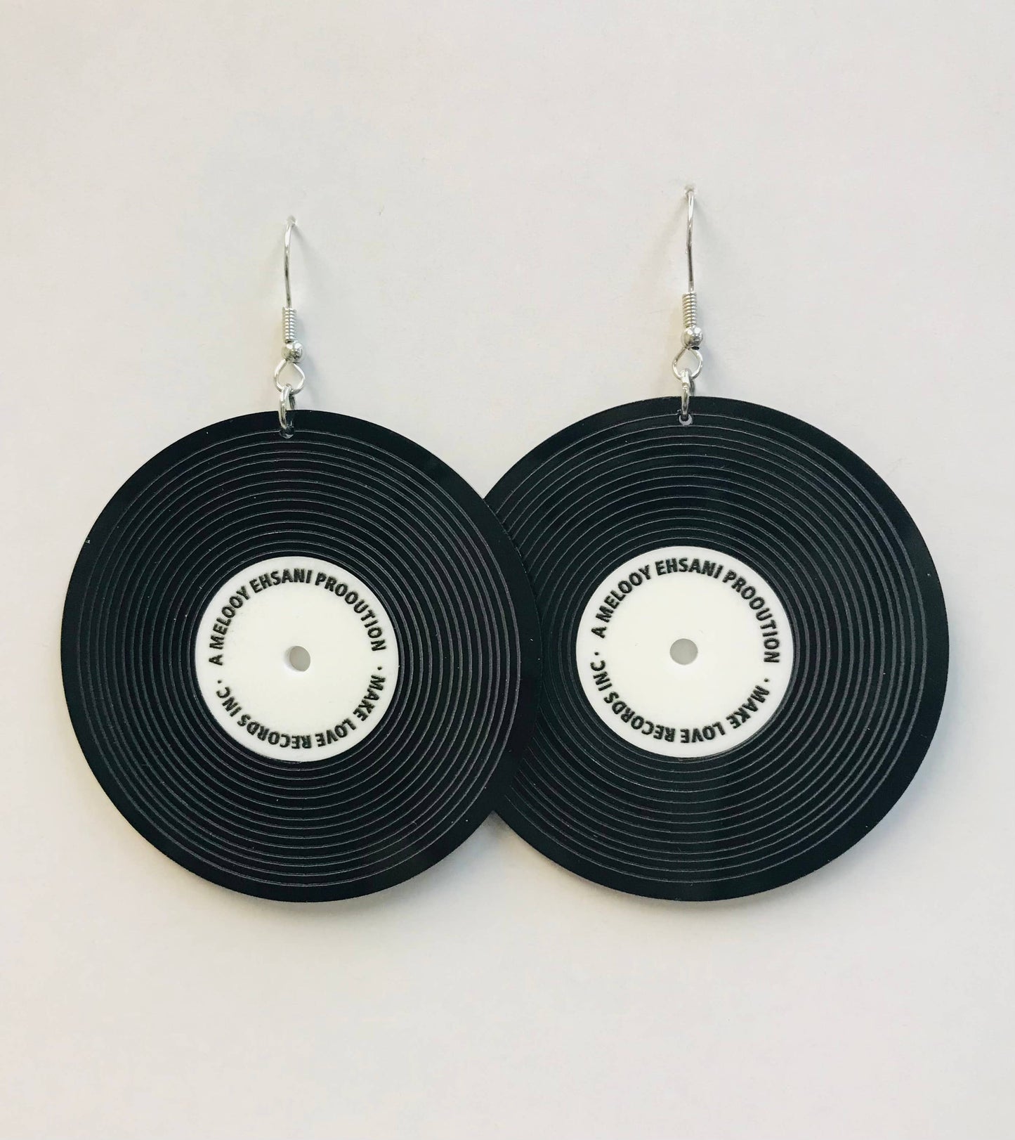 Phonograph Record Earrings Vinyl: Black + Clear