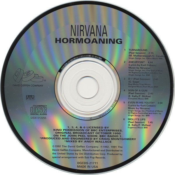 Nirvana : Hormoaning (Exclusive Australian '92 Tour EP) (CD, EP, Sil)