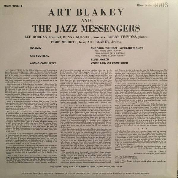 Art Blakey & The Jazz Messengers : Moanin' (LP, Album, Mono, 200)
