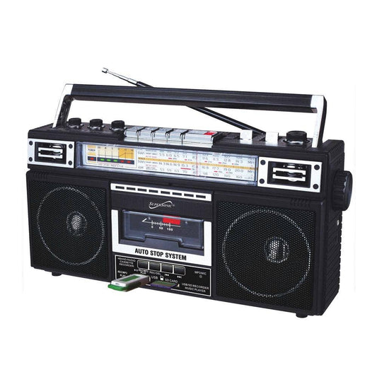 Supersonic 4 Band Bluetooth Radio & MP3 / Cassette Player: Black