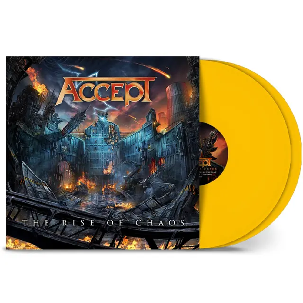 the album cover for Accept - Rise Of Chaos [Indie Exclusive Yellow Colored Vinyl]
