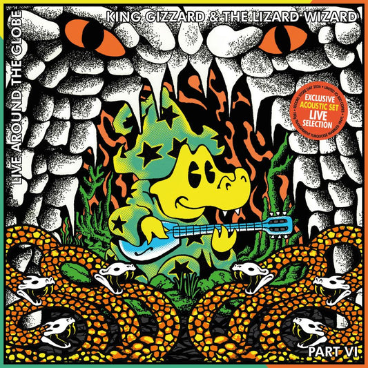 the album cover for King Gizzard & The Lizard Wizard - Live Around The Globe Part VI: The Acoustic [Color Vinyl]