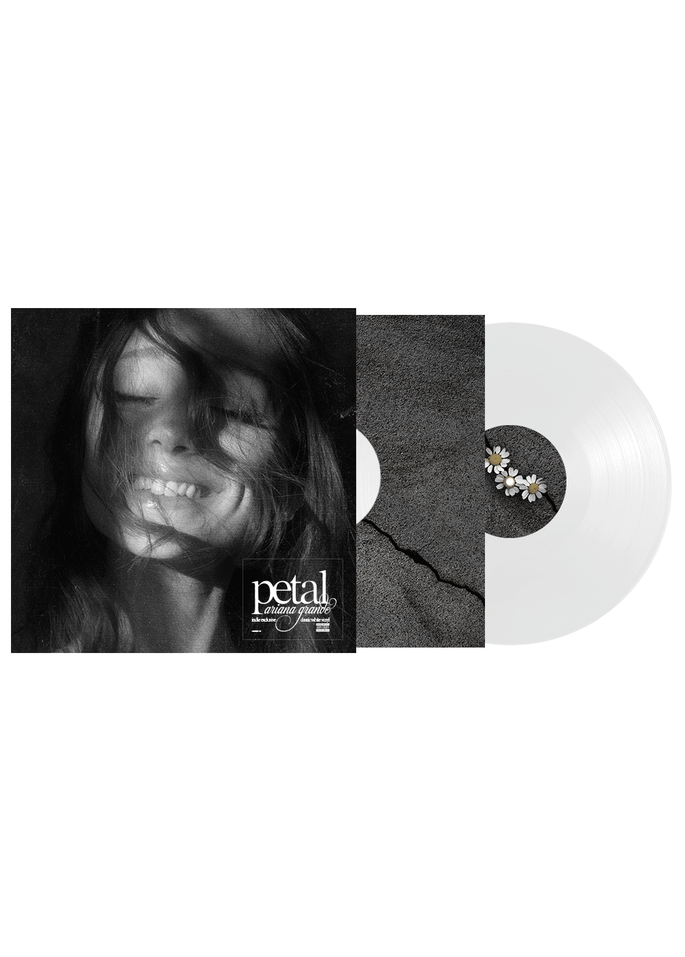 the album cover for Ariana Grande - petal [Indie Exclusive Classic White]