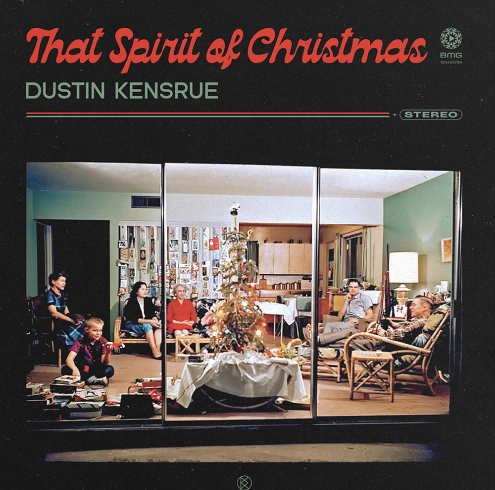 the album cover for Dustin Kensrue - That Spirit of Christmas [Clear/Red/Green Splatter LP]