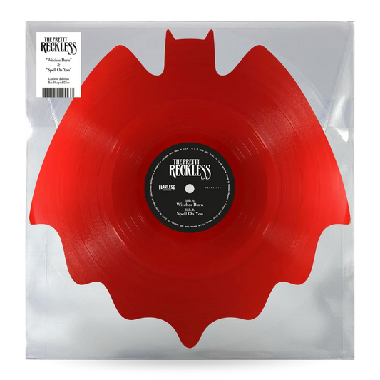 the album cover for The Pretty Reckless - Witches Burn / Spell on You [Bat-Shaped Blood Red Single]