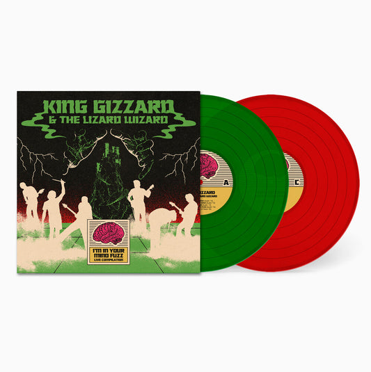 the album cover for King Gizzard & The Lizard Wizard - I'm In Your Mind Fuzz Live [Indie Exclusive Clear Green / Clear Red]