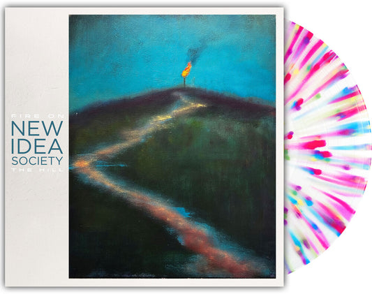 the album cover for New Idea Society - Fire On The Hill [White with Rainbow Splatter]