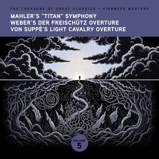 the album cover for Ljubljana Symphony Orchestra - The Treasury of Great Classics - Viennese Masters - Vol. 5. Mahler's "Titan" Symphony, Weber's Der FreischÃ¼tz Overture, Von Sup