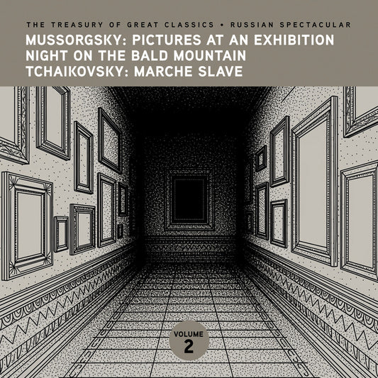 the album cover for Prague Symphony Orchestra - The Treasury of Great Classics - Russian Spectacular - Vol. 2. Mussorgsky: Pictures at an Exhibition, Night on Bald Mountain & T