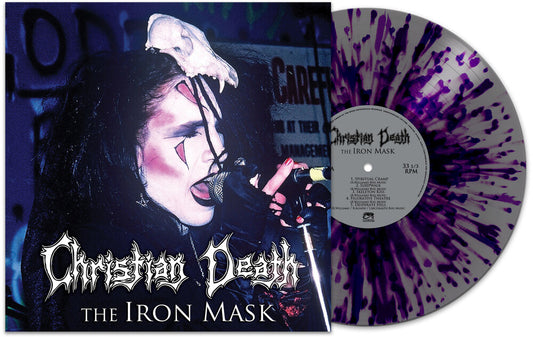 the album cover for Christian Death - The Iron Mask [Purple/Silver Splatter]