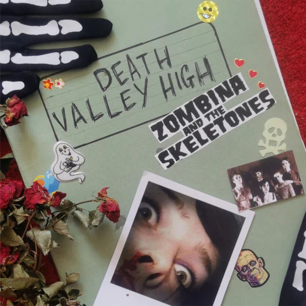 the album cover for Zombina & The Skeletones - Death Valley High (Bonus Cd) [Clear Vinyl] (Red) [With Booklet]
