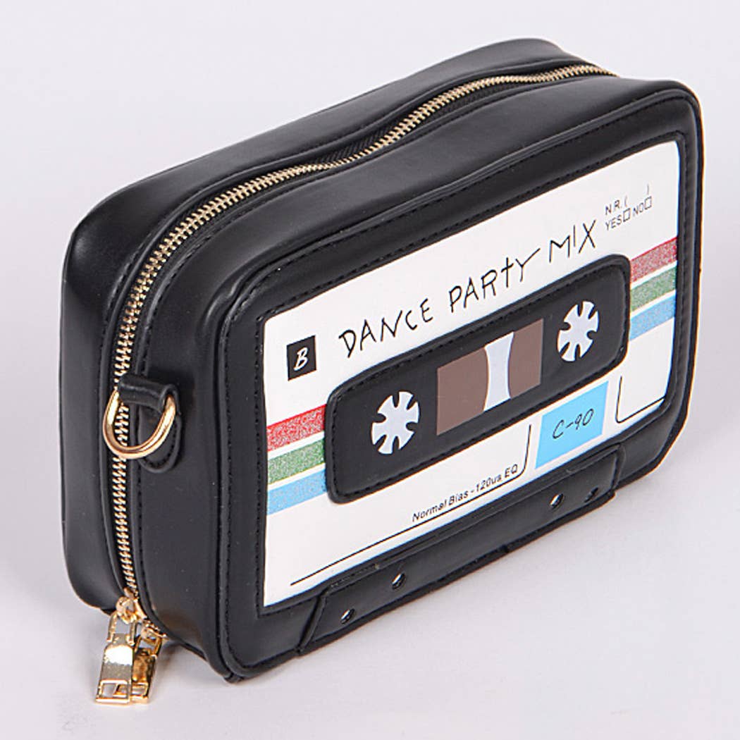 Cassette Tape Old School Clutch: Black