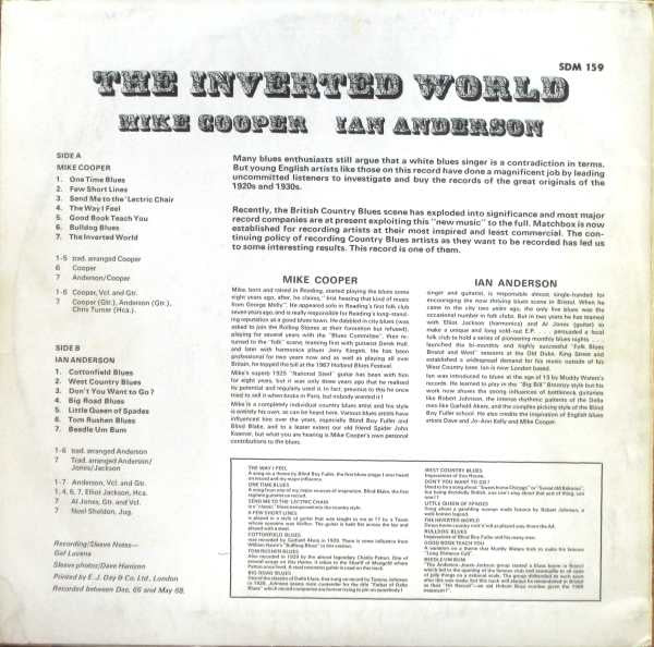 Mike Cooper, Ian Anderson* : The Inverted World (The Country Blues Of Mike Cooper Ian Anderson) (LP, Album)