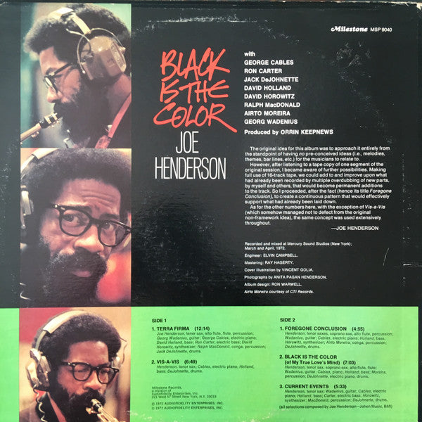 Joe Henderson : Black Is The Color (LP, Album)