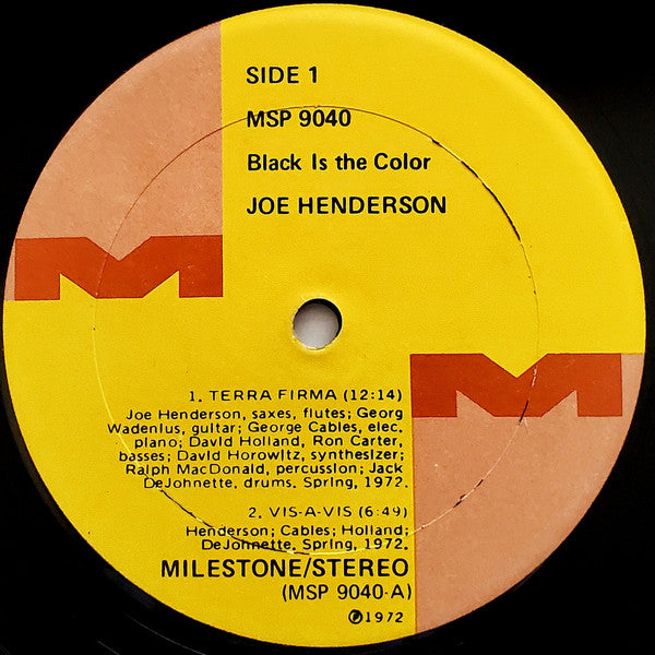 Joe Henderson : Black Is The Color (LP, Album)