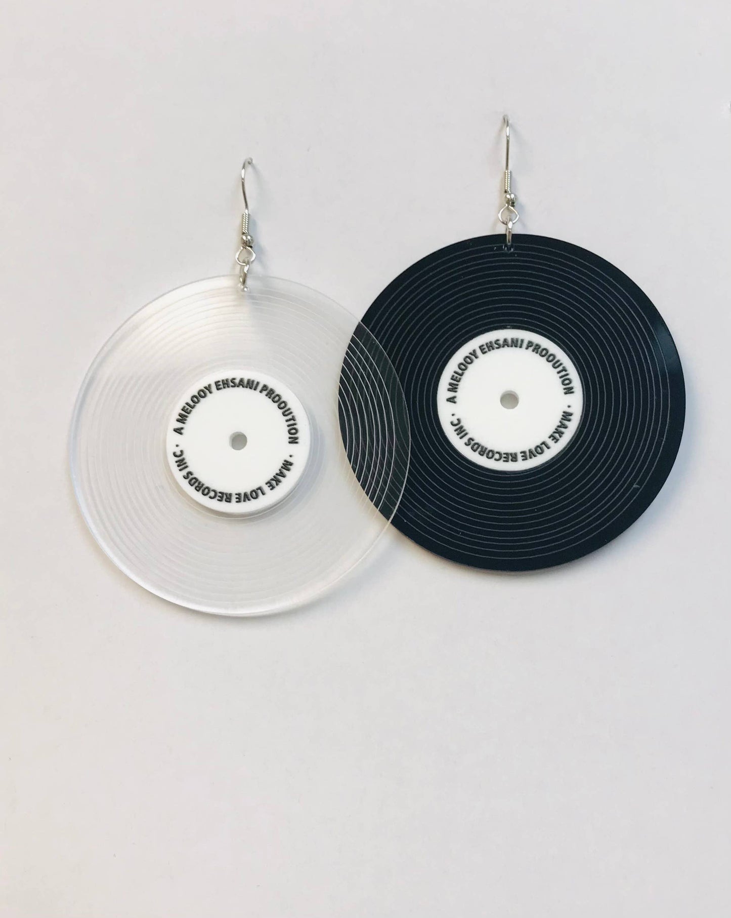 Phonograph Record Earrings Vinyl: Black