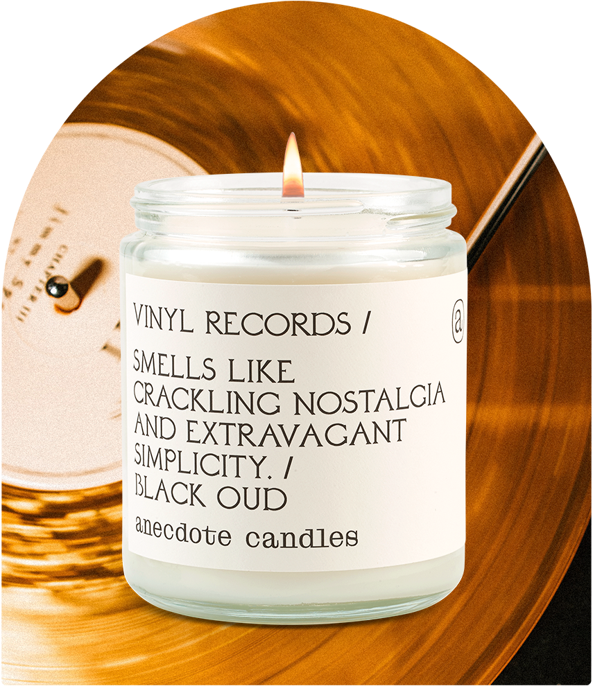 Vinyl Records (Black Oud) Candle: 7.8 oz Glass Jar