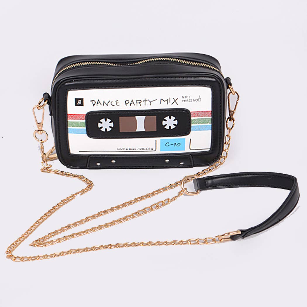 Cassette Tape Old School Clutch: Black