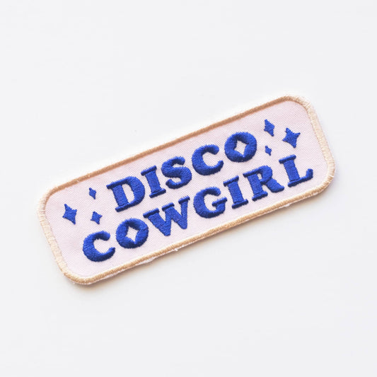 Disco Cowgirl Embroidered Iron on Patch: No