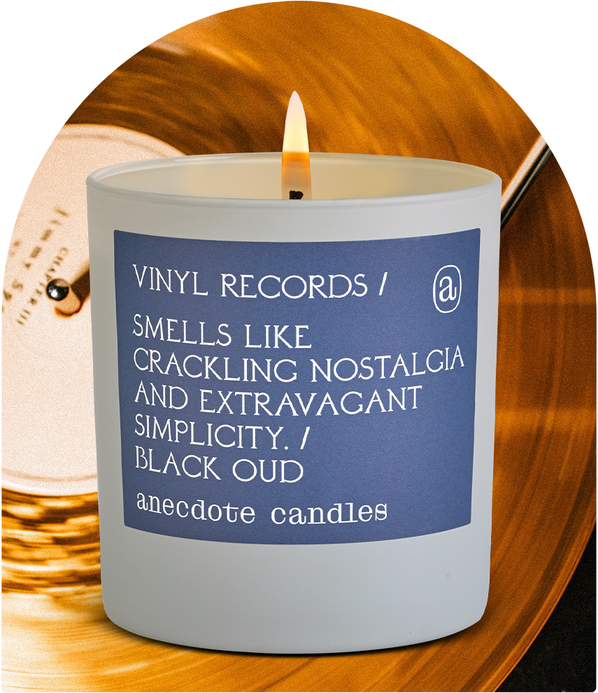 Vinyl Records (Black Oud) Candle: 7.8 oz Glass Jar