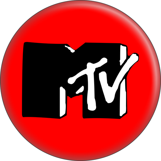 Pin-on Button - 1 Inch - MTV - Classic Logo On Red