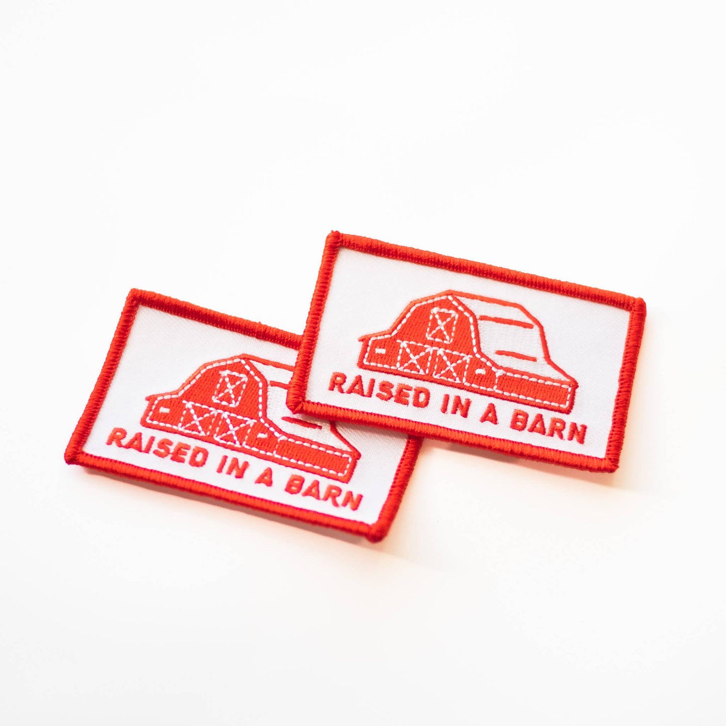 Raised In A Barn Embroidered Iron on Patch: Yes