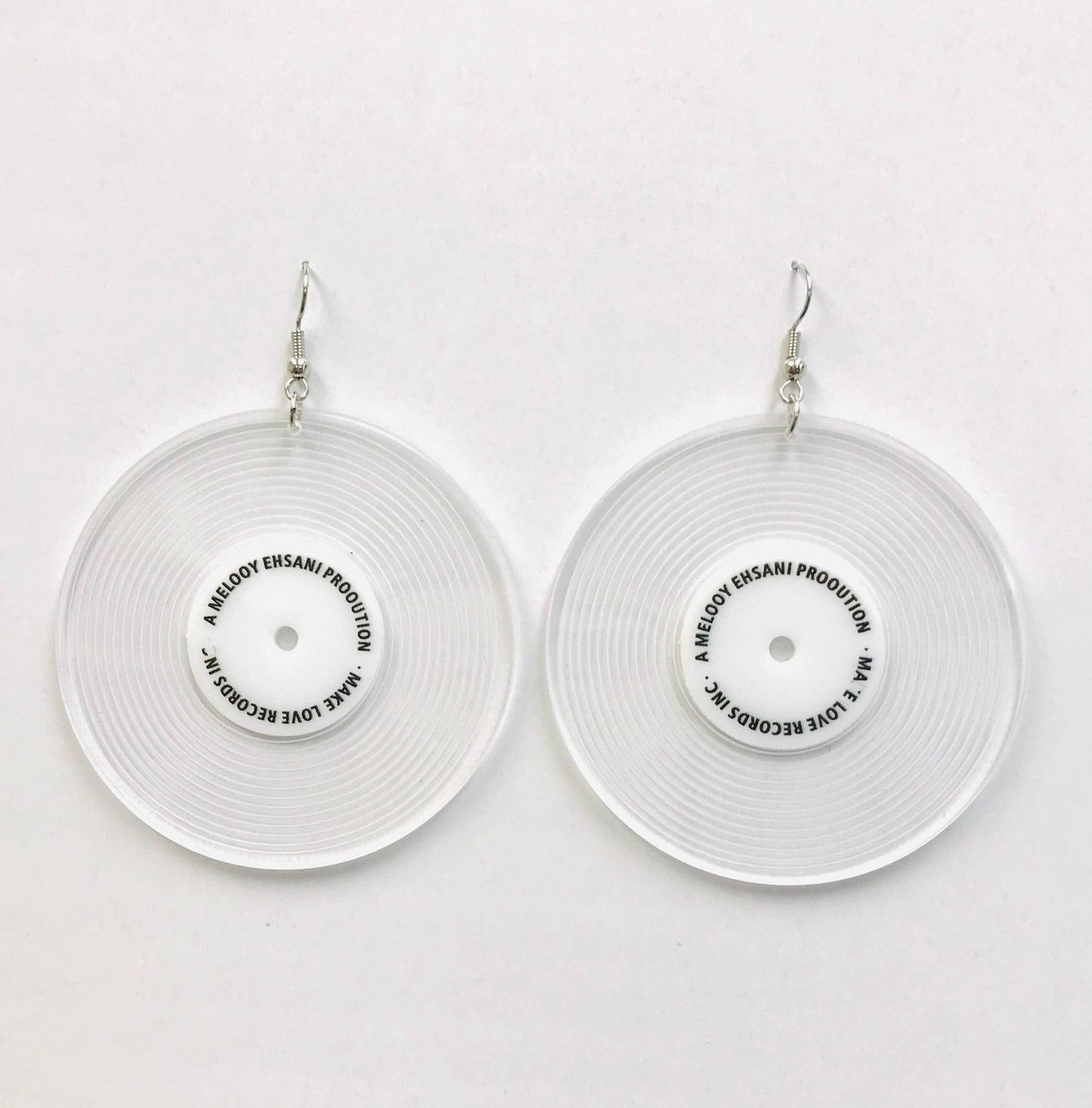 Phonograph Record Earrings Vinyl: Black + Clear