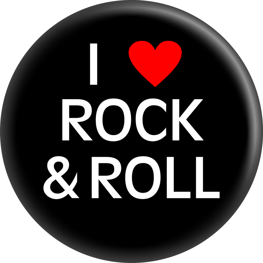 Pin-on Button - 1.25 Inch - "I [Love] Rock & Roll"