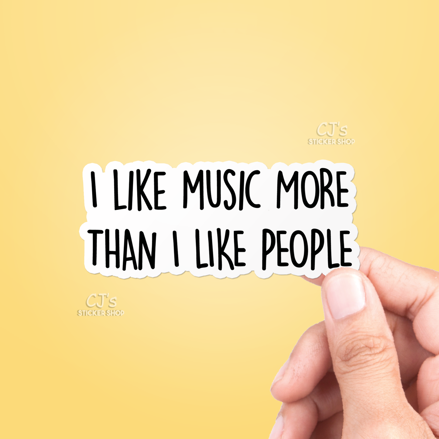 I like Music More Than I Like People Sticker Vinyl Decal: 3"