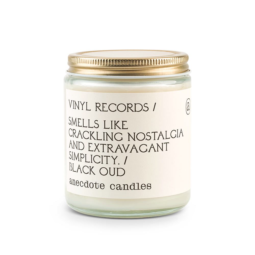 Vinyl Records (Black Oud) Candle: 7.8 oz Glass Jar